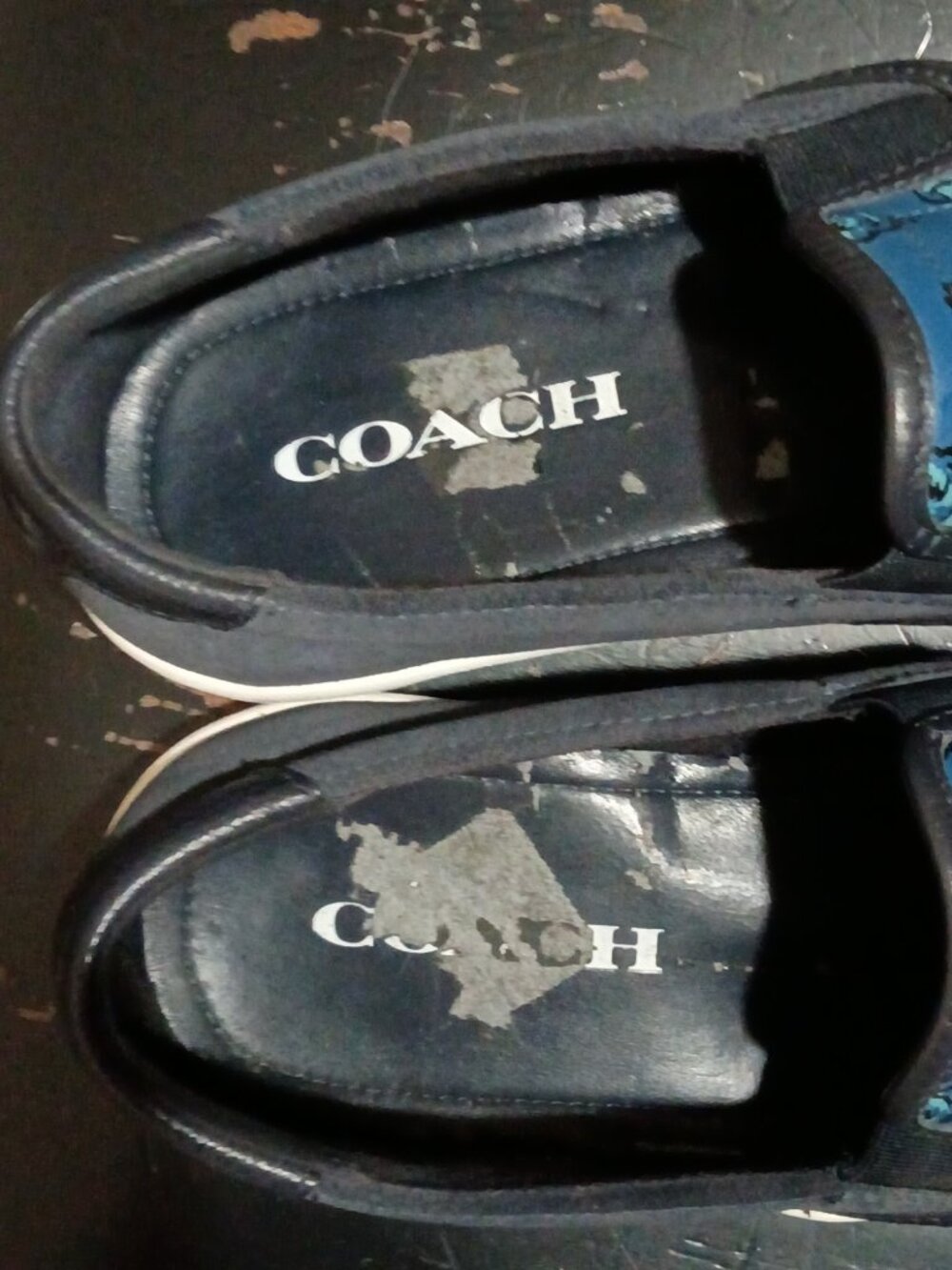 Coach Slip On Blue Black Monogram Sateen Black Low Sneakers Men's Size 11D - Picture 4 of 12